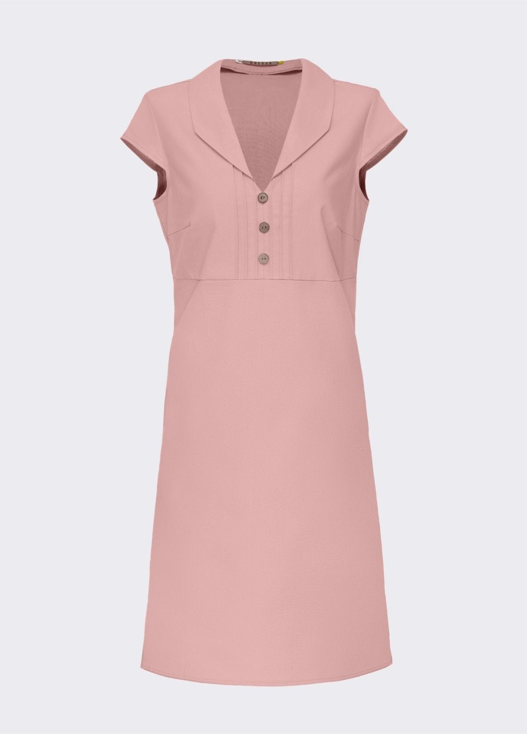 Розовое приталенное платье из льна с рукавом крылышко розовое Dressa