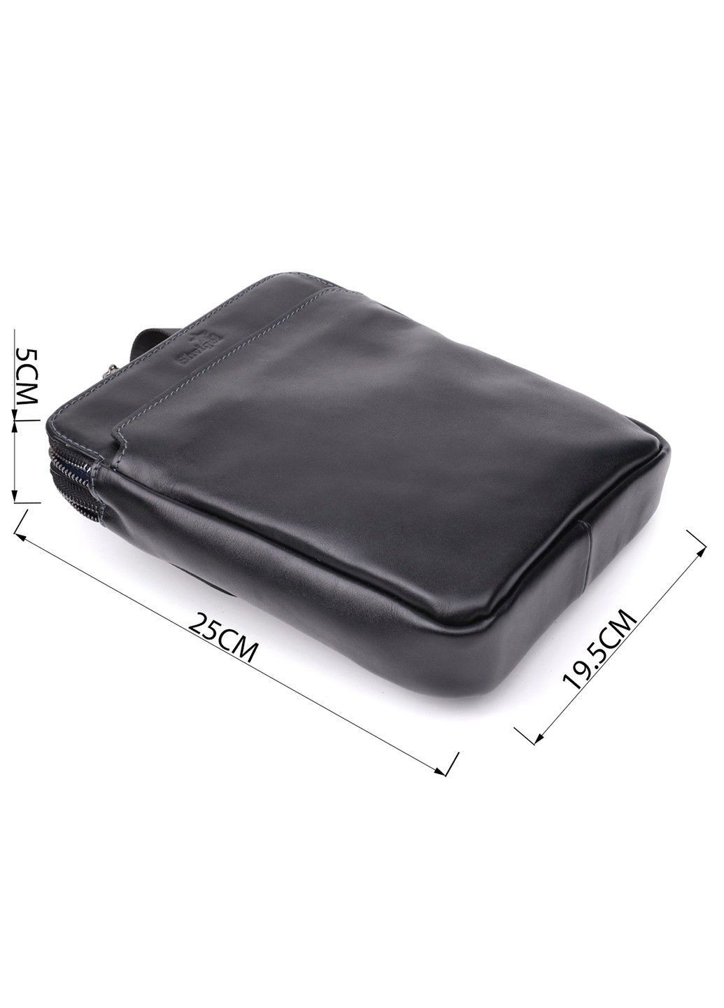 Красивая мужская сумка через плечо из гладкой натуральной кожи 20871_1 Черный Shvigel (362971713)