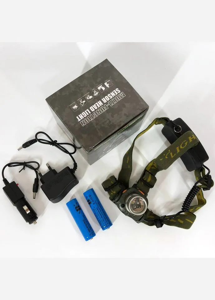 Налобний ліхтар тактичний BL-1505-602B SENSOR з датчиком руху, Ліхтарик налобний led Bailong (381037552)