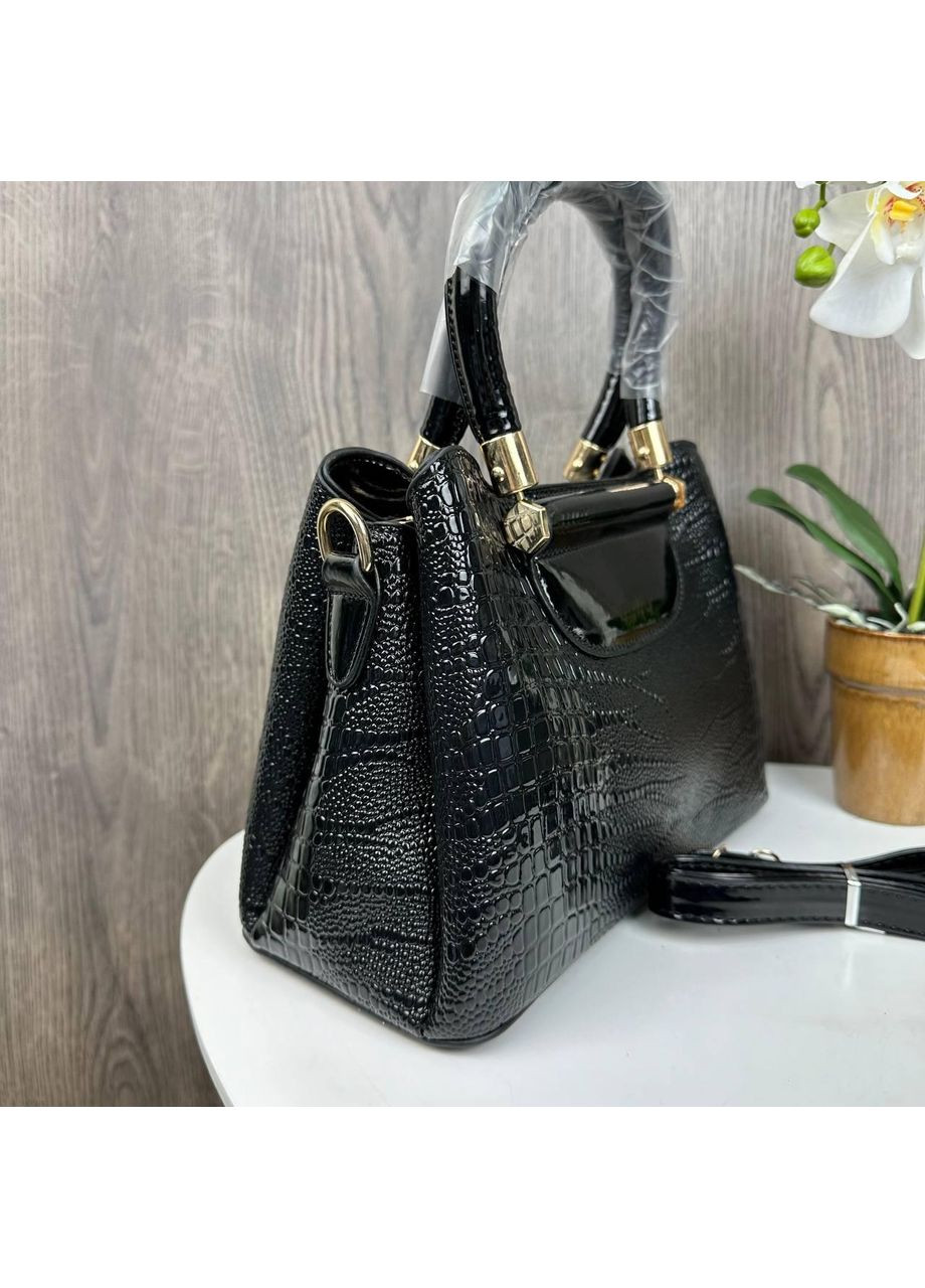 Женская лаковая сумочка Кенгуру рептилия из экокожи цилиндрическая серого цвета ProDobro (363135813)