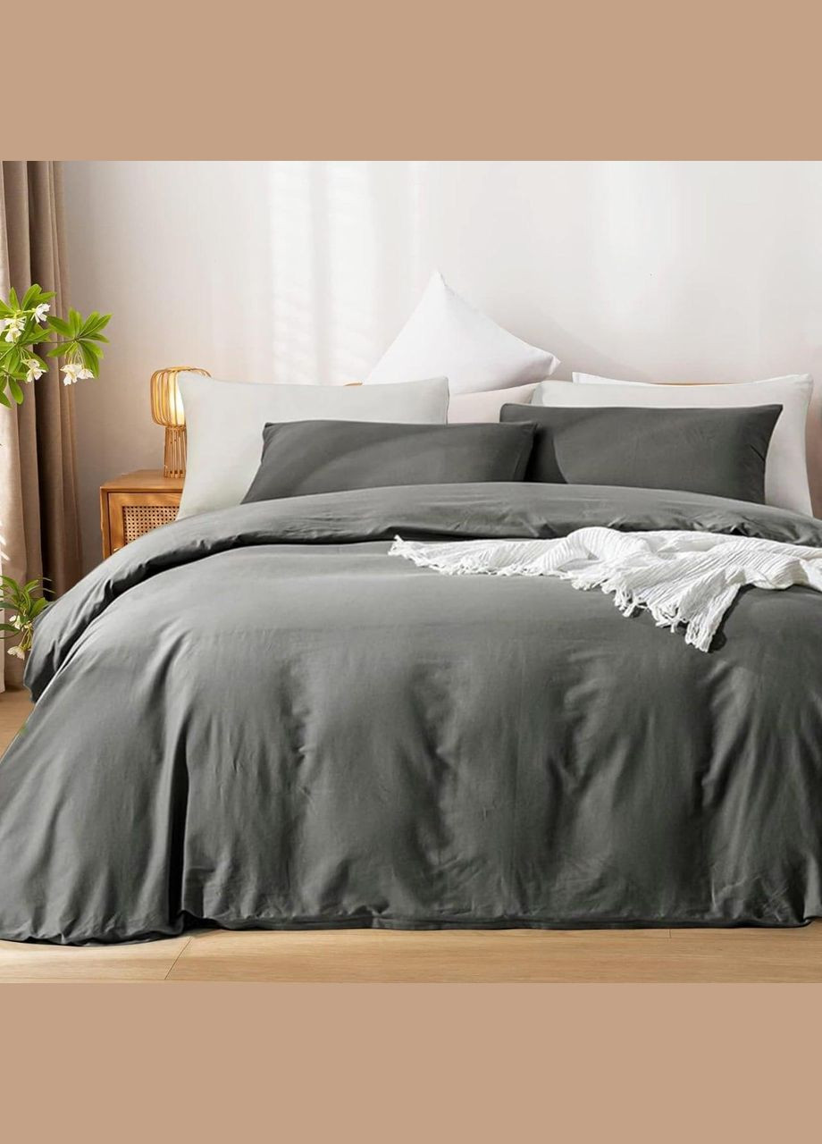 Постільна білизна з м'якого матеріалу 150 x 210 см Сірий Сімейний (ВЕ5204В-24) No Brand (306633531)