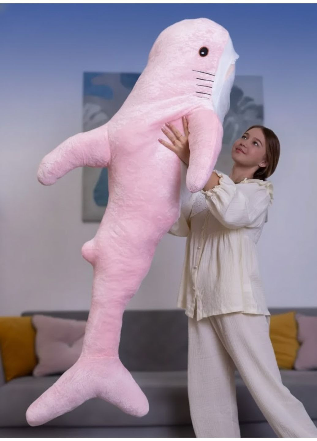 Плюшева іграшка акула велика 160 см — м'яка подушка для обіймів My Kigu (370370666)