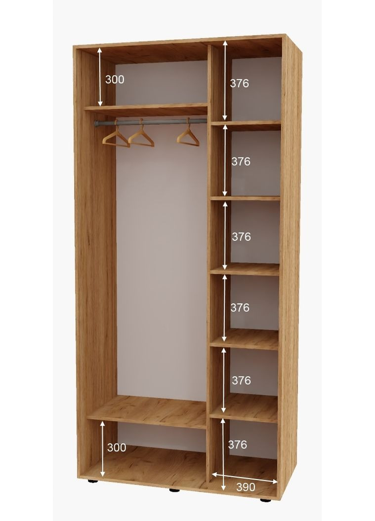 Шкаф-купе двухдверный 120*60*250 см Дуб крафт золотой 2 двери ДСП + Зеркало Алекса (360479241)