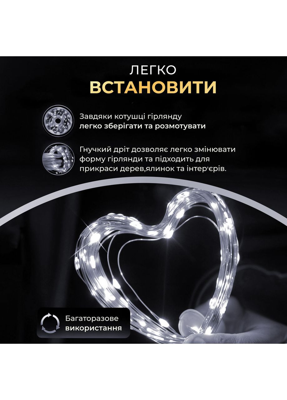 Гирлянда роса 20 метров USB на 200 led светодиодов капля зеленый провод белая Jooki (362672743)