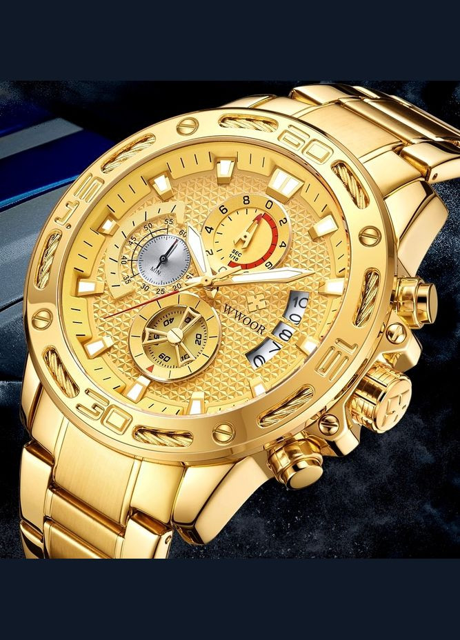 Годинник чоловічий наручний кварцовий золотистий WR 8879-Gold (324231959)