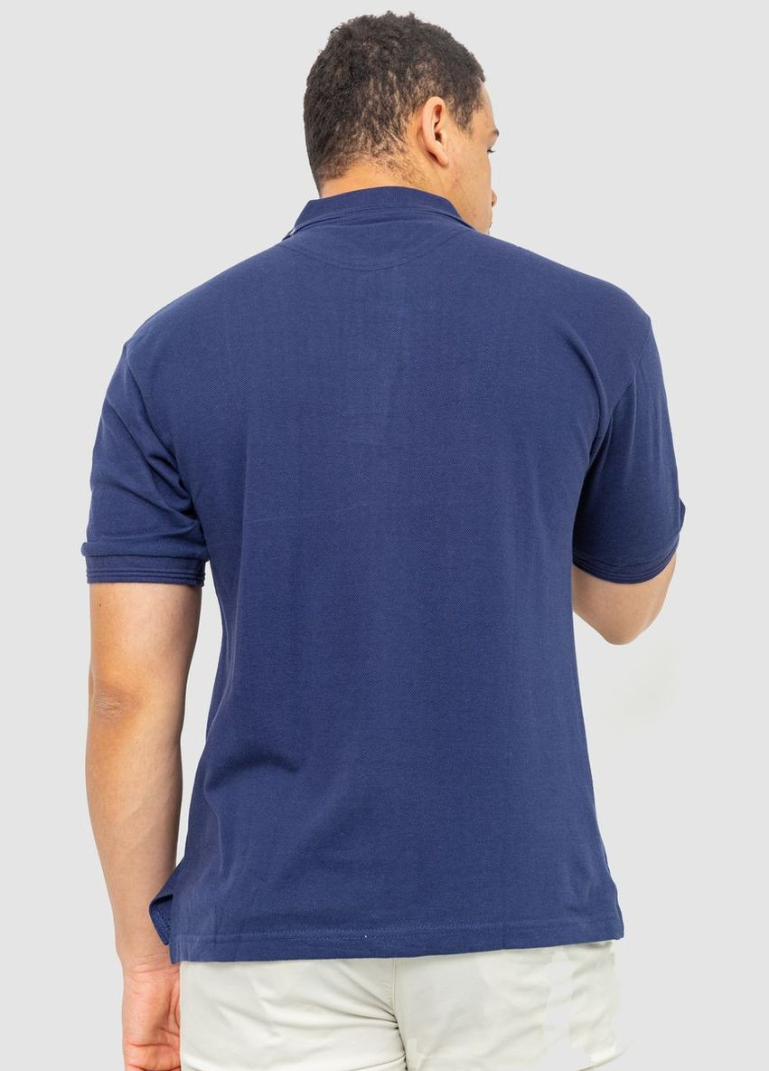 Темно-синяя поло мужское однотонное 244r015 с коротким рукавом Ager
