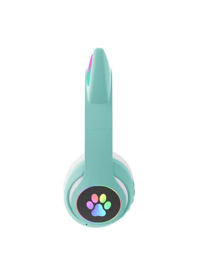 Наушники Беспроводные детские MP3 с кошачьими ушками с подсветкой LED Бирюзовые Cat stn-28 (282957007)