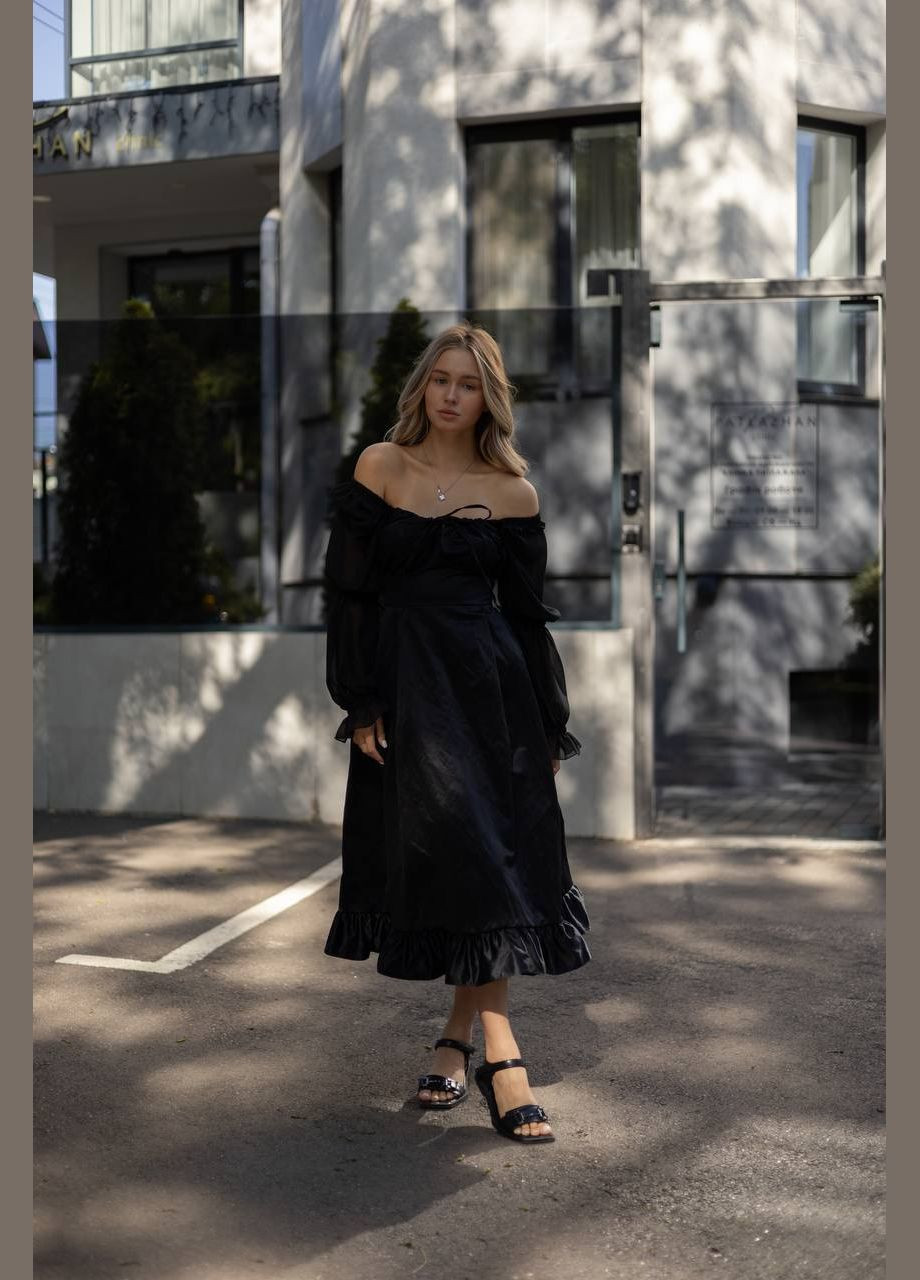 Черное праздничный платье No Brand с цветочным принтом