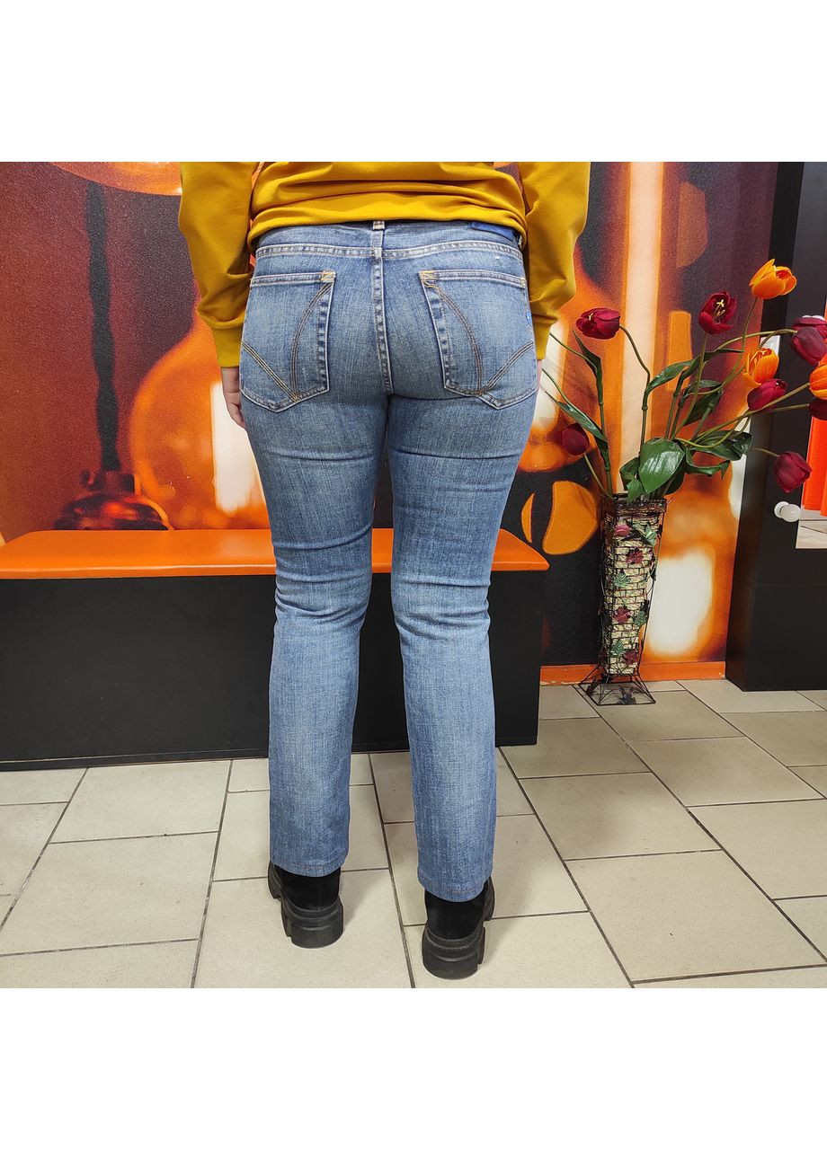 Джинсы женские классические коттон прямые удобные 30 синие No Brand - (363054069)