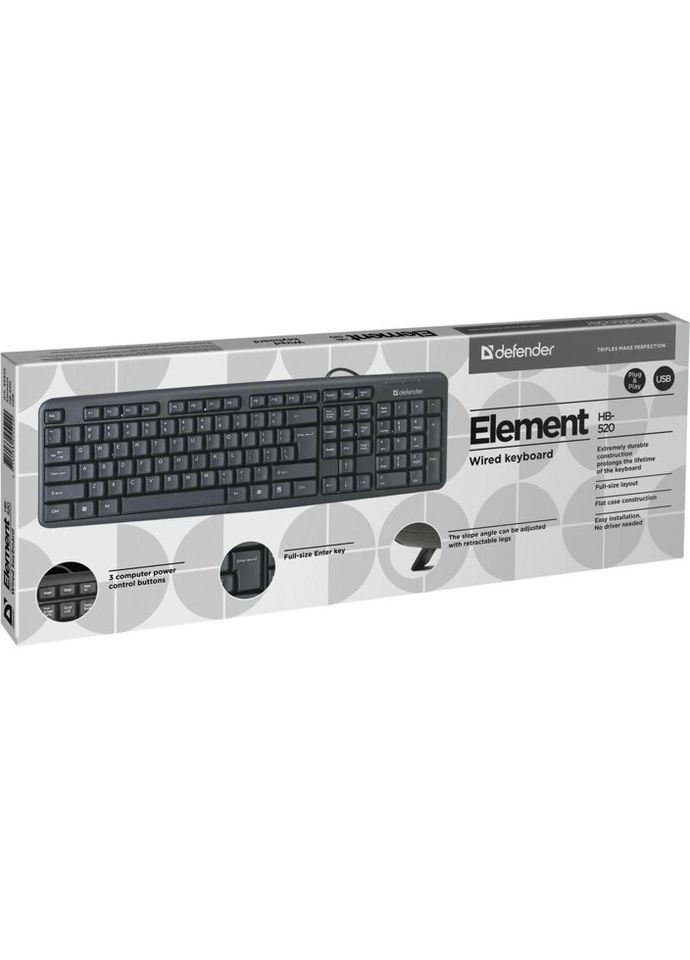 Клавиатура Element HB-520 USB UKR Black (45529) Defender (313255524)