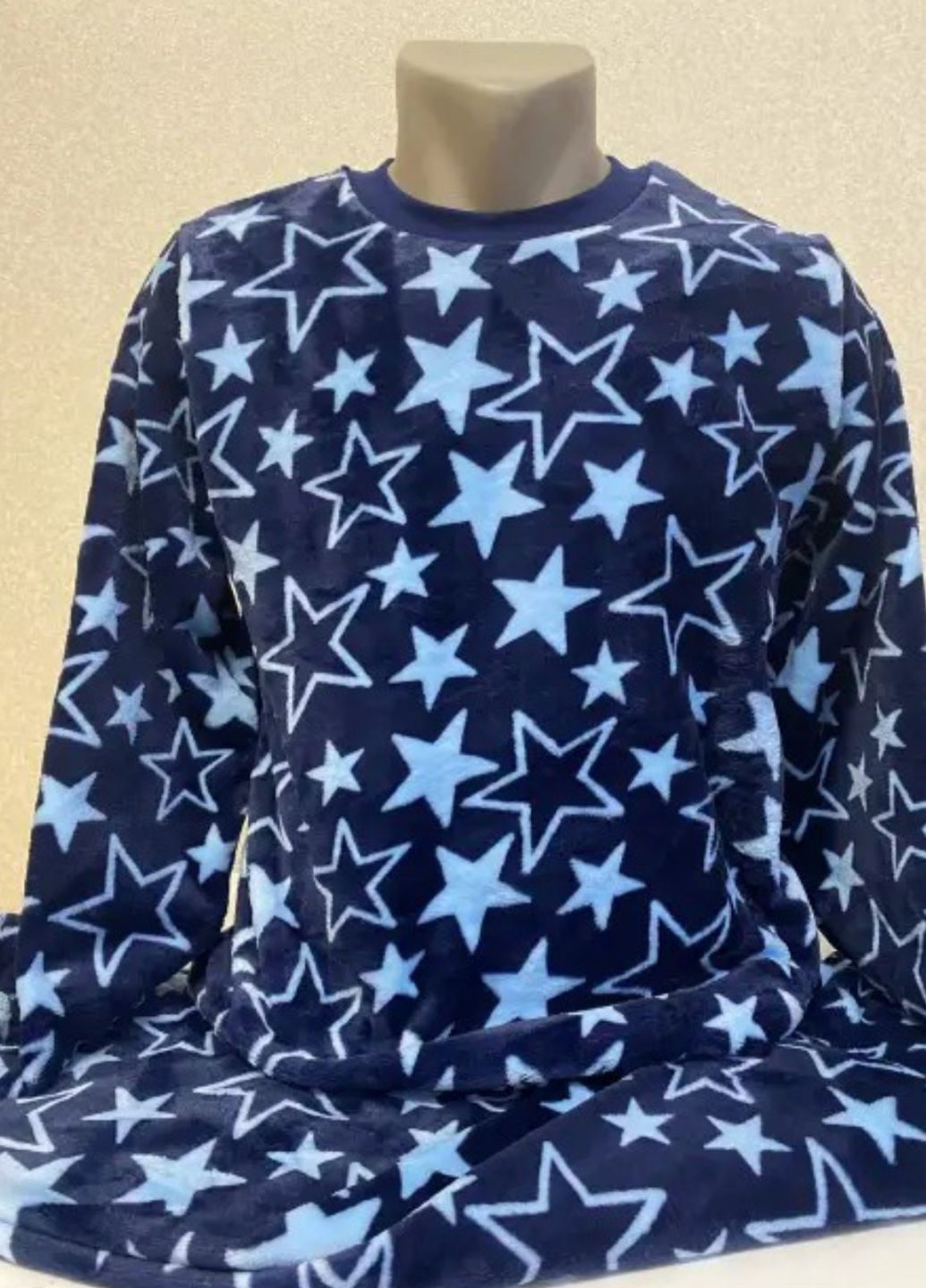 Темно-синяя зимняя пижама махровая для парня подростка 11 лет кофта + брюки Авекс