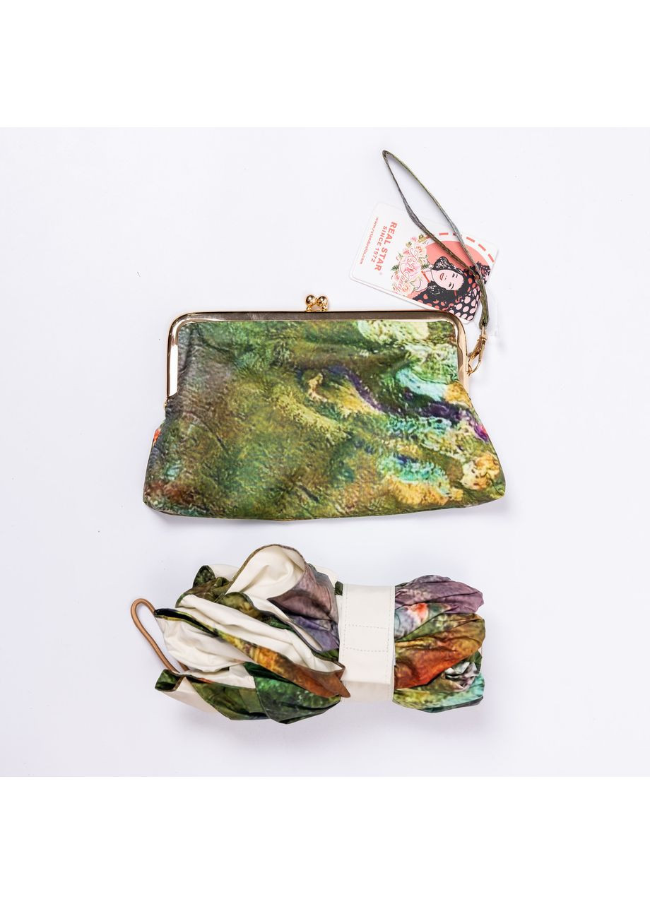 Комбінована} парасоля механічна водні лілії моне складаний міцний для чоловіків і жінок з принтом для захисту від дощу Yiwu (370603258)