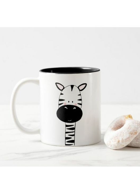 Кружка Зебра 330 мл біла керамічна кружка для подарунка дітям та дорослим посуд для чаю та кави ProDobro (365443081)