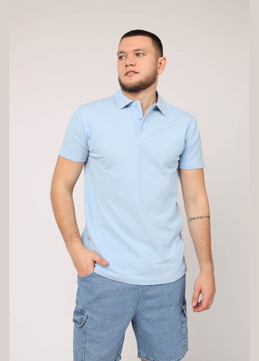 Футболка поло чоловіча колір блакитний ЦБ-00276186 Yuki (333426975)