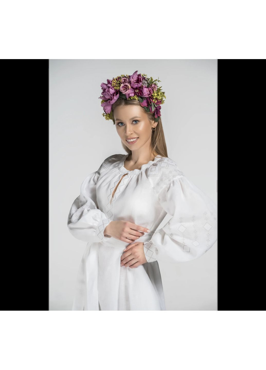 Белая женское вышитое платье бриллиант белый размер m (5000276) VOVNA (368711177)