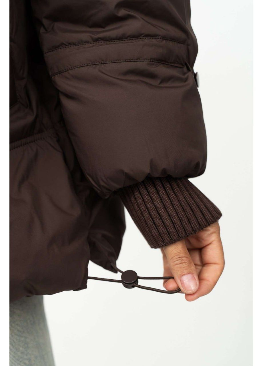 Коричневая зимняя женская куртка больших размеров Jeannie