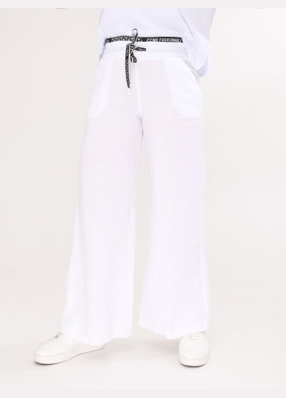 Штани жіночі білі лляні палаццо великий розмір Estensivo Палаццо (293956586)