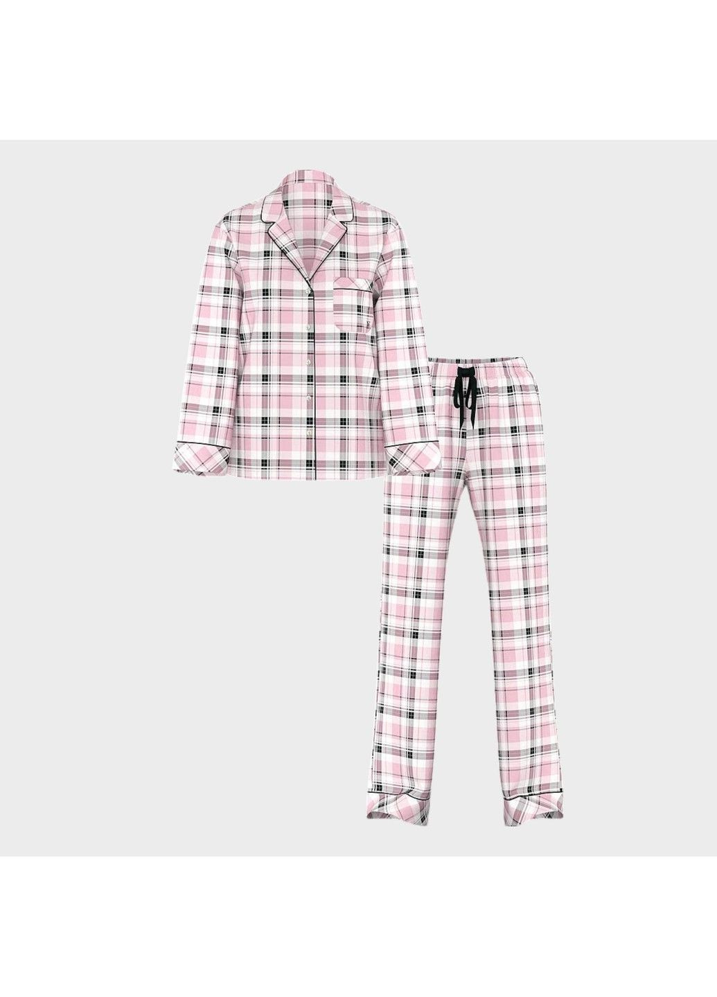 Розовая всесезон фланелевая пижама flannel long pajama set Victoria's Secret