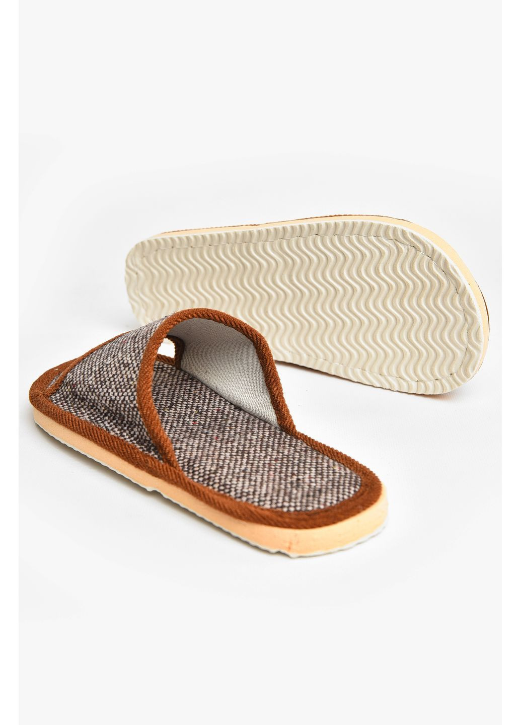 Коричневые тапочки домашние женские коричневого цвета Let's Shop