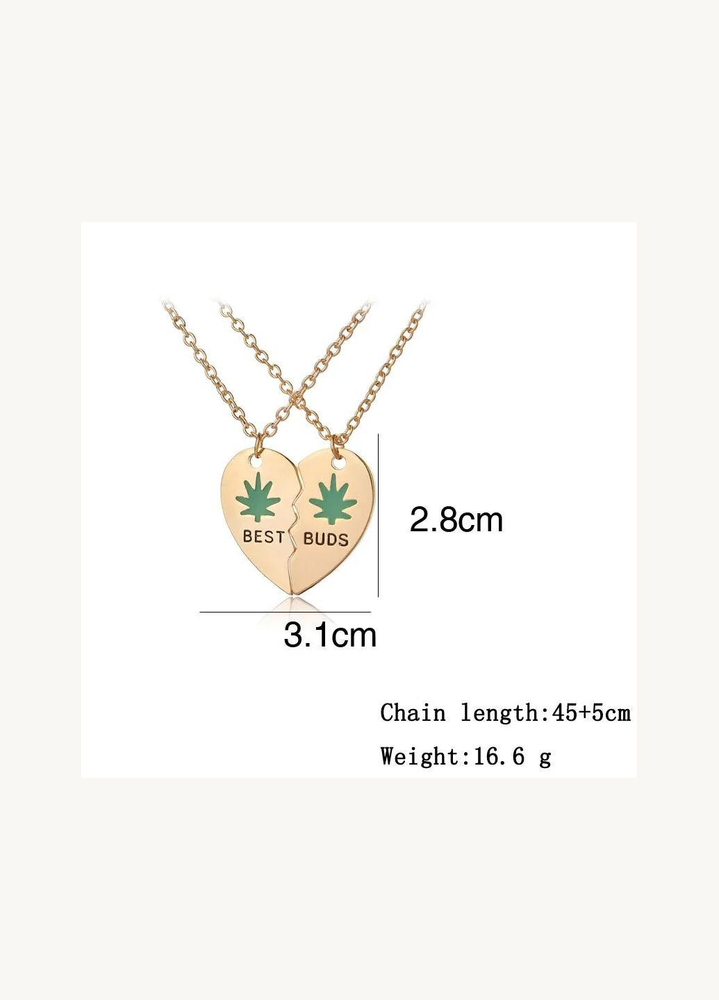 Парні підвіски найкращі друзі Best Buds з коноплею кулони дві половинки серця best friends No Brand (339869741)