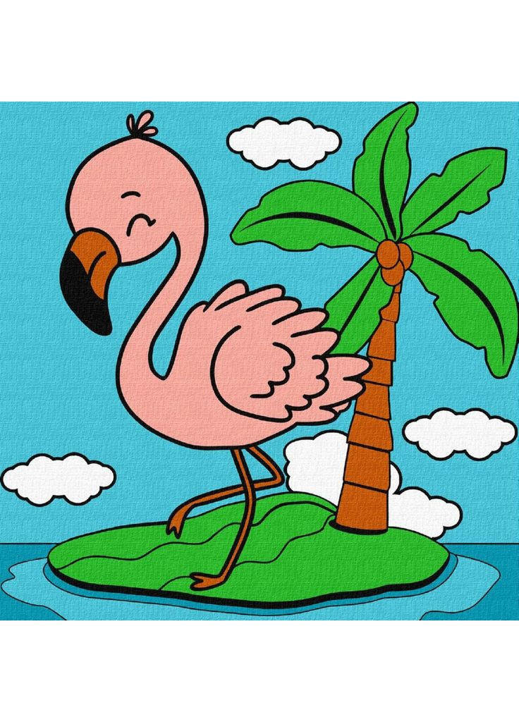 Картина за номерами "" /KHO9067/ "Рожеве фламінго" 25*25см Ідейка (367761041)