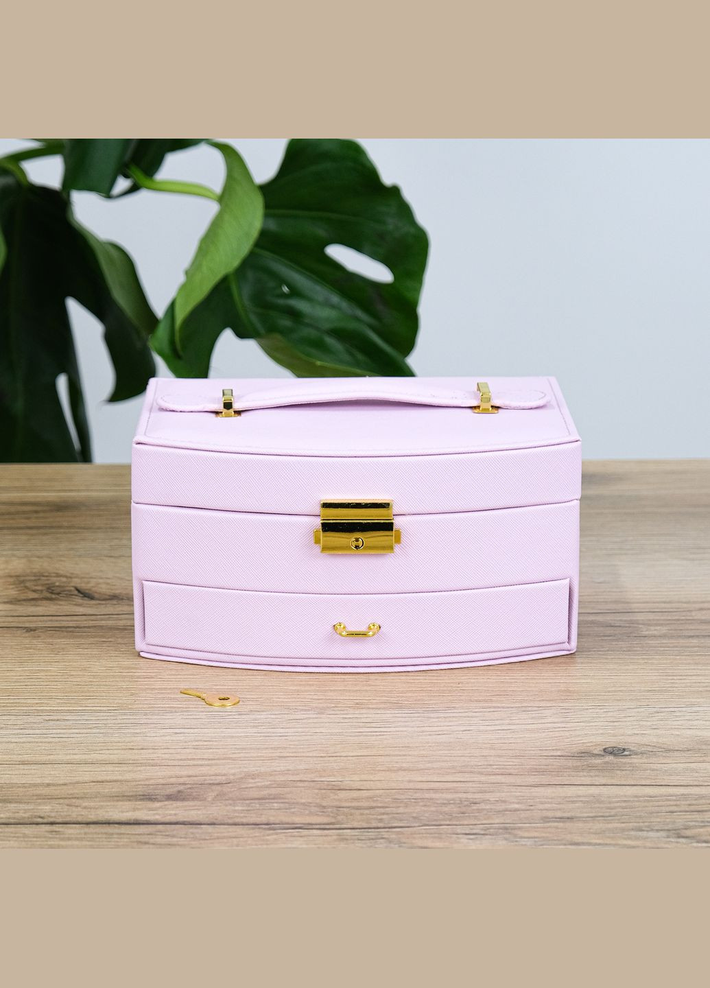 Шкатулка для украшений двухслойная с зеркалом, экокожа розовая см. (JZ-007-1) Гранд Презент (322196128)