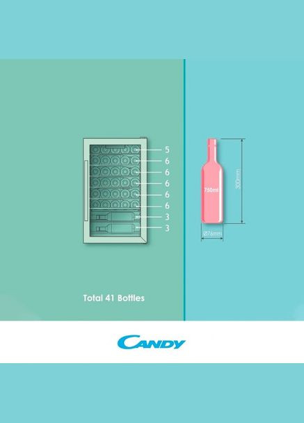 Холодильник для вина, 84.5x49х55, холод.отд.118л, зон – 1, бут-41, ST, дисплей, черный Candy