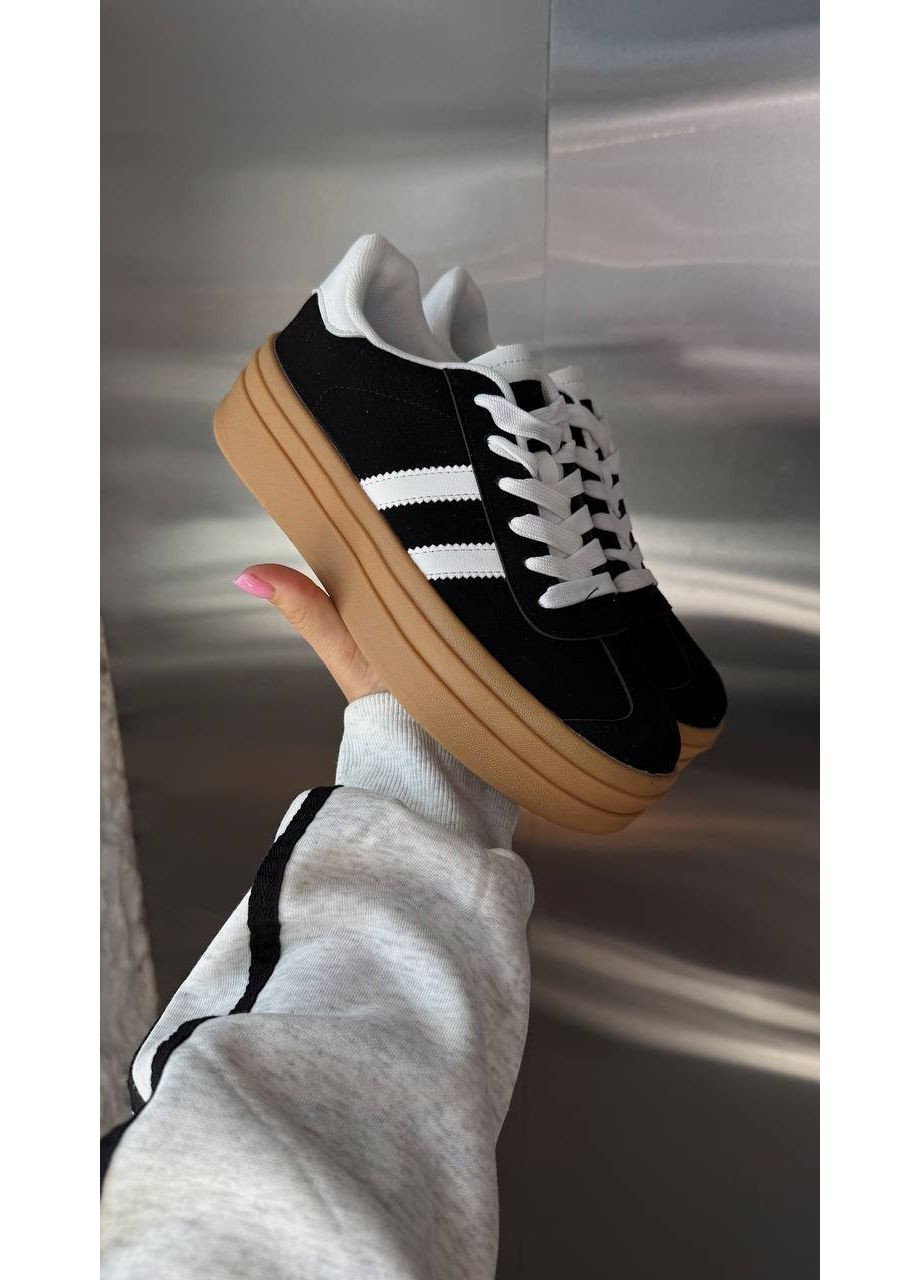 Чорні жіночі кеди на високій підошві (2117) No Brand