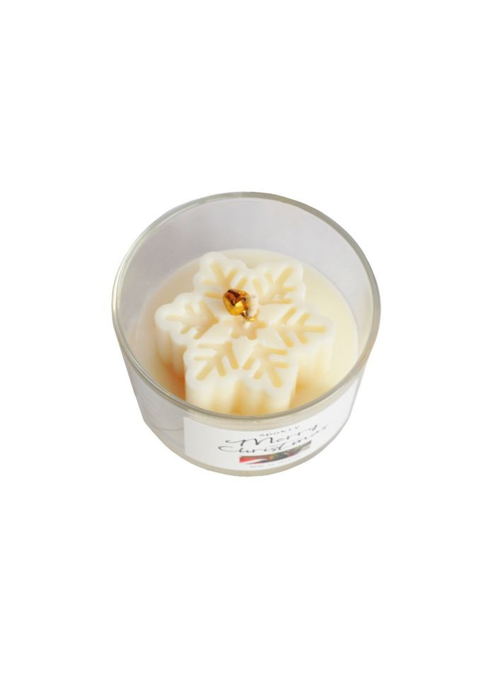 Новогодняя свеча ручной роботы из соевого воска «Snowflakes» SP2390, 100 г Spokiy (322948808)