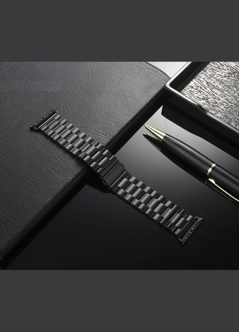 Браслет / ремінець металевий для Apple Watch (сумісний) 38, 40, 41, 42, 44, 45 мм. Чорний колір No Brand (370101541)