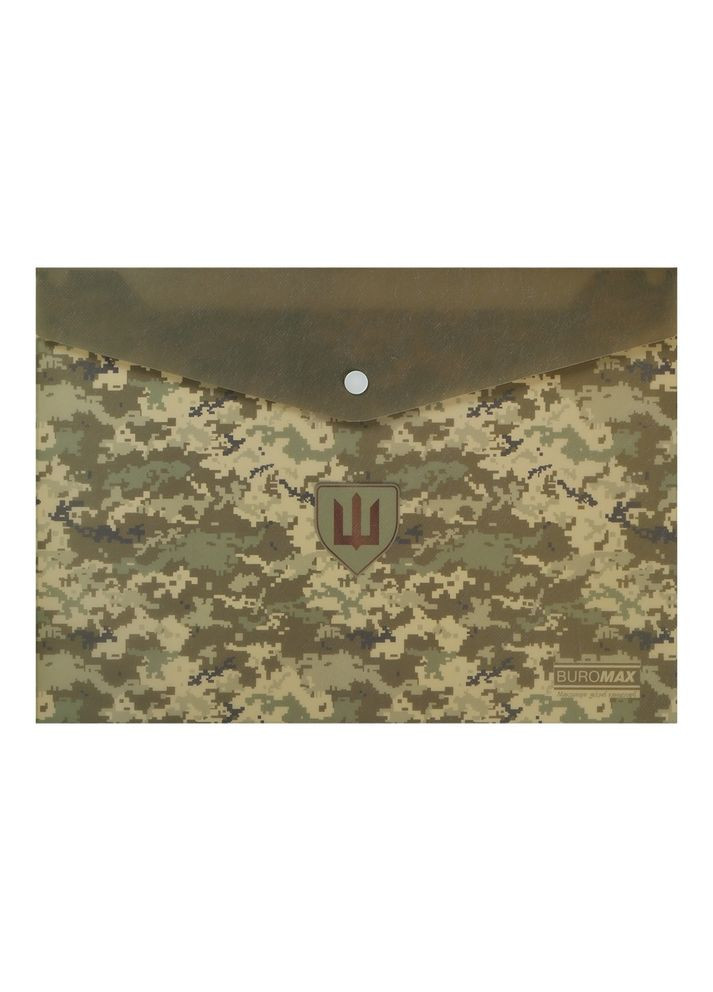 Папка-конверт А4 на кнопці MILITARY зелена BM.3943-04 матовий непрозорий пластик (4823126805603) Buromax (372223380)