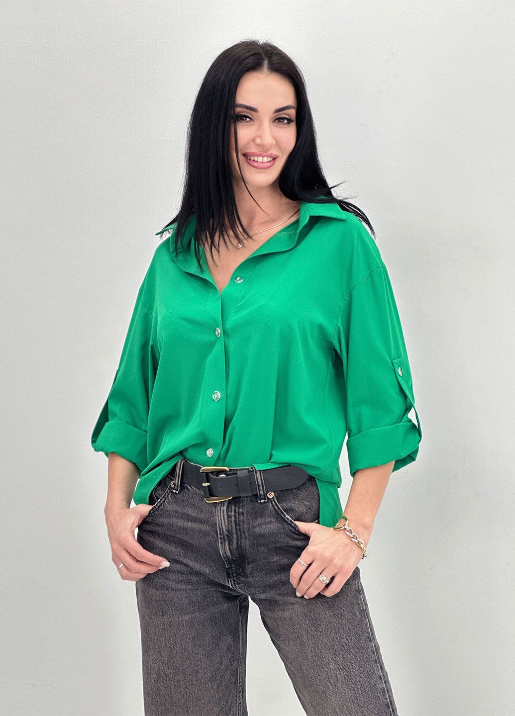 Зелёная базовая женская рубашка Fashion Girl Eden