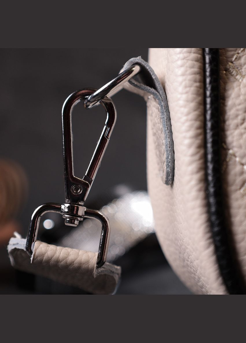 Кросбоді жіноча напівкруглого формату з натуральної шкіри біла 22393 Vintage (329197916)