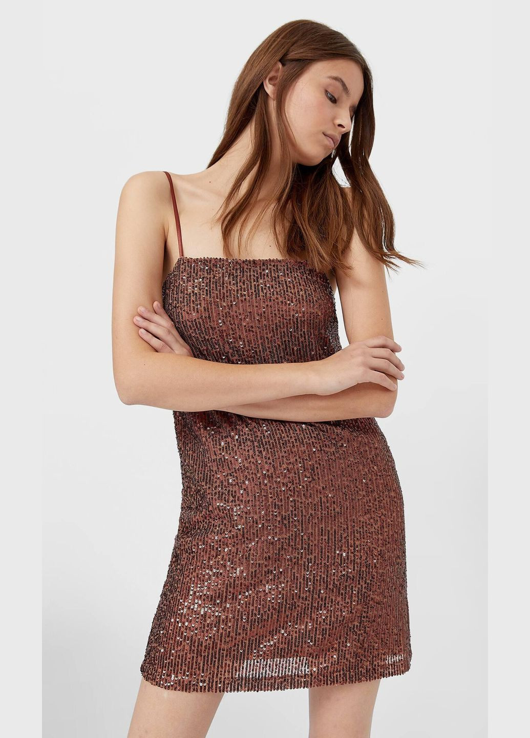 Коричнева вечірня сукня,коричневий, Stradivarius