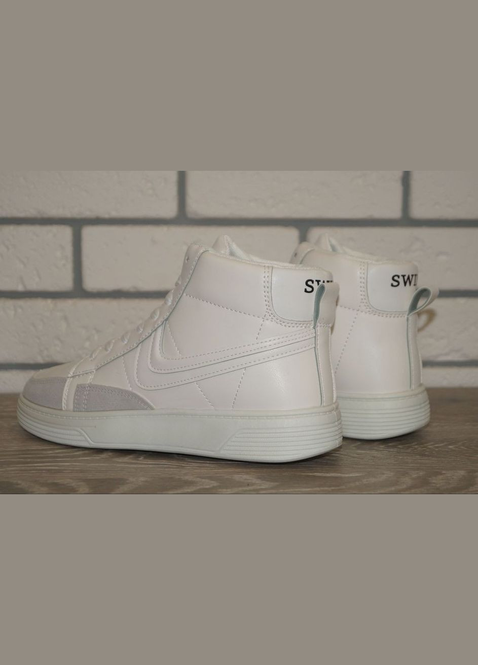 Белые осенние хайтопы мужские демисезонные белые SWIN SHOES