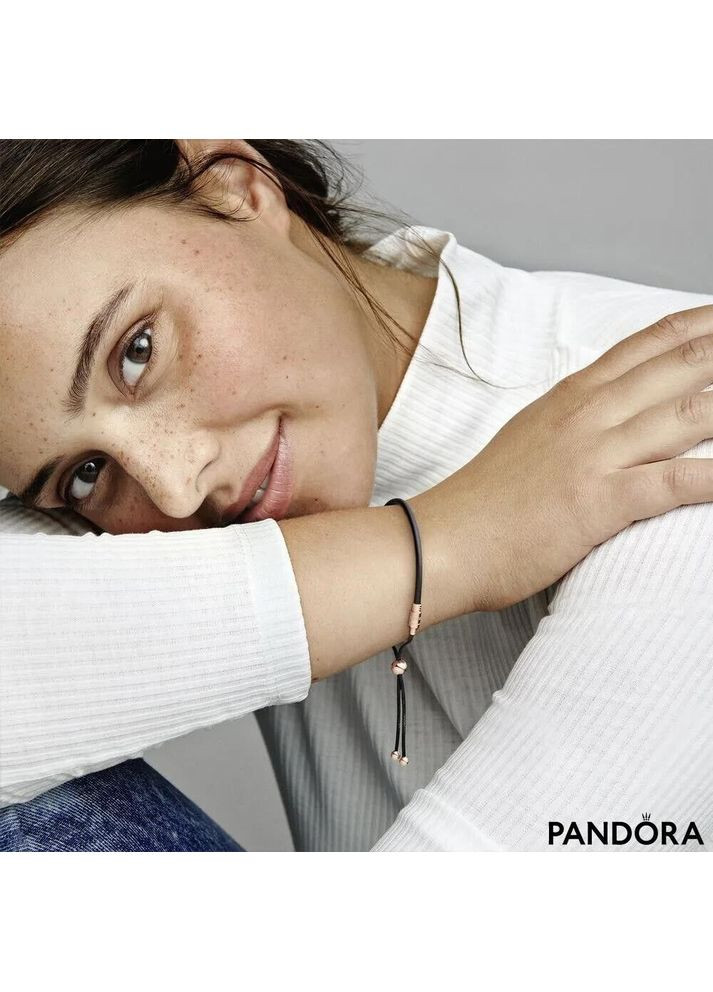 Браслет Пандора кожаный с застежкой 14K розовым золотом 588059CBK Kabluchka (355346147)