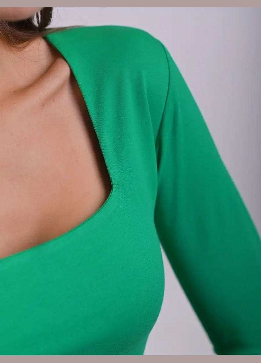 Лонгслив с вырезом каре зеленый XOROSHA (323036881)