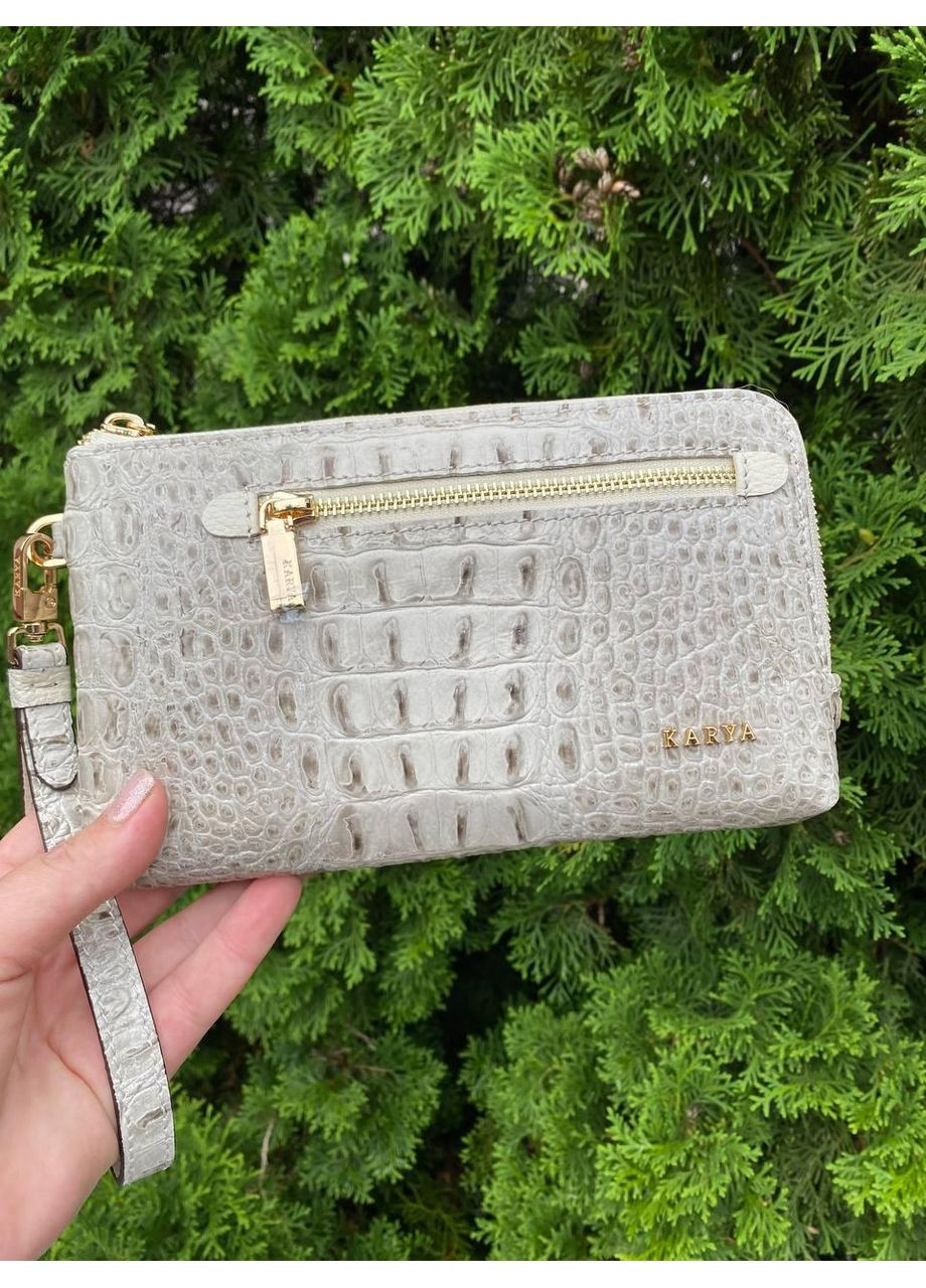 Клатч Турция, молочный шаг одно отделение, карманы снаружи, для карточек внутри, ремешок на руку Karya (351506165)