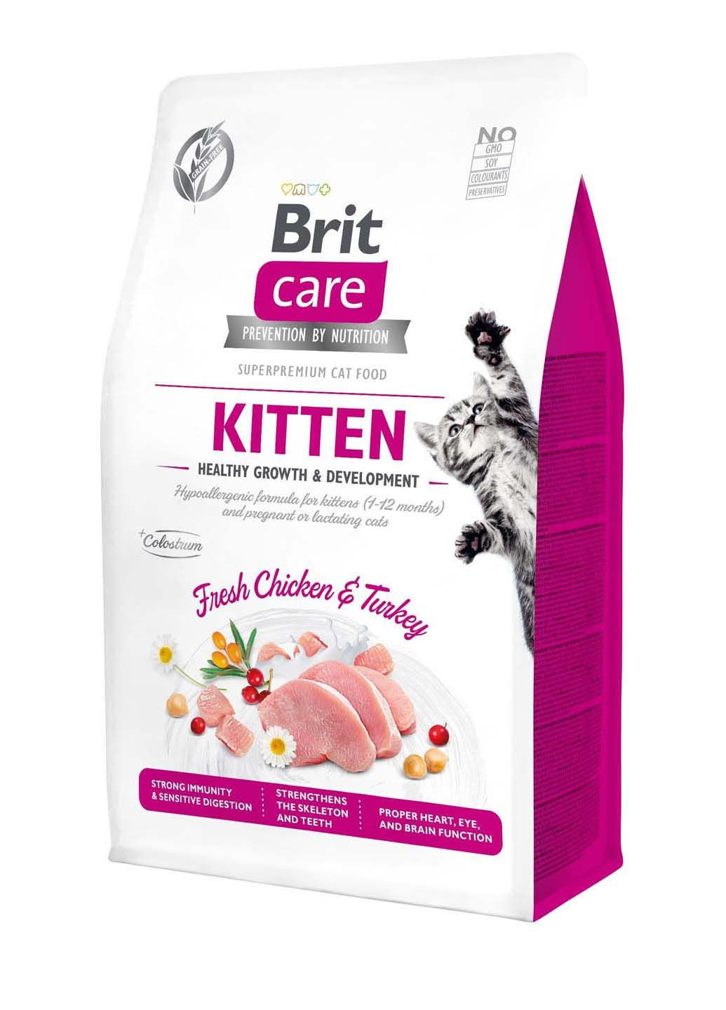Сухий корм для кошенят Cat GF Kitten Growth & Developmen з куркою та індичкою 0.4 кг Brit Care (286472535)