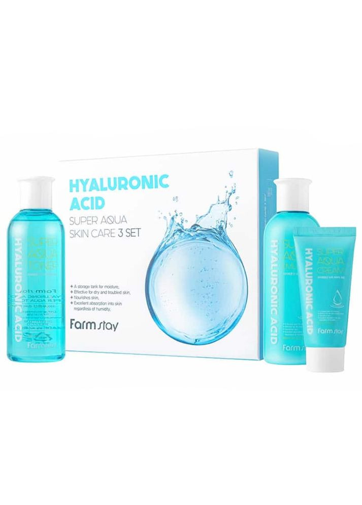 Набір для догляду за шкірою на основі гіалуронової кислоти Hyaluronic Acid Super Aqua Skin Care 3 Set (8809426959457) FarmStay (349754186)