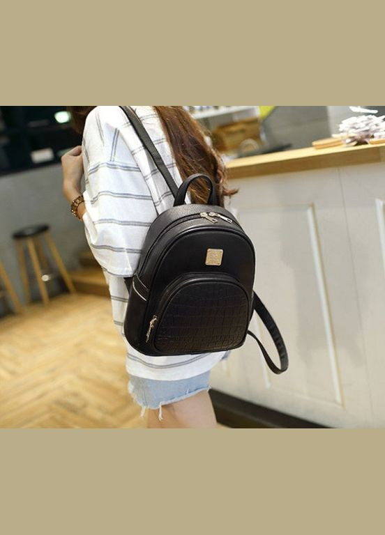 Жіночий міський міні рюкзак під чорний рептилію(BRT) Brettani (336552137)