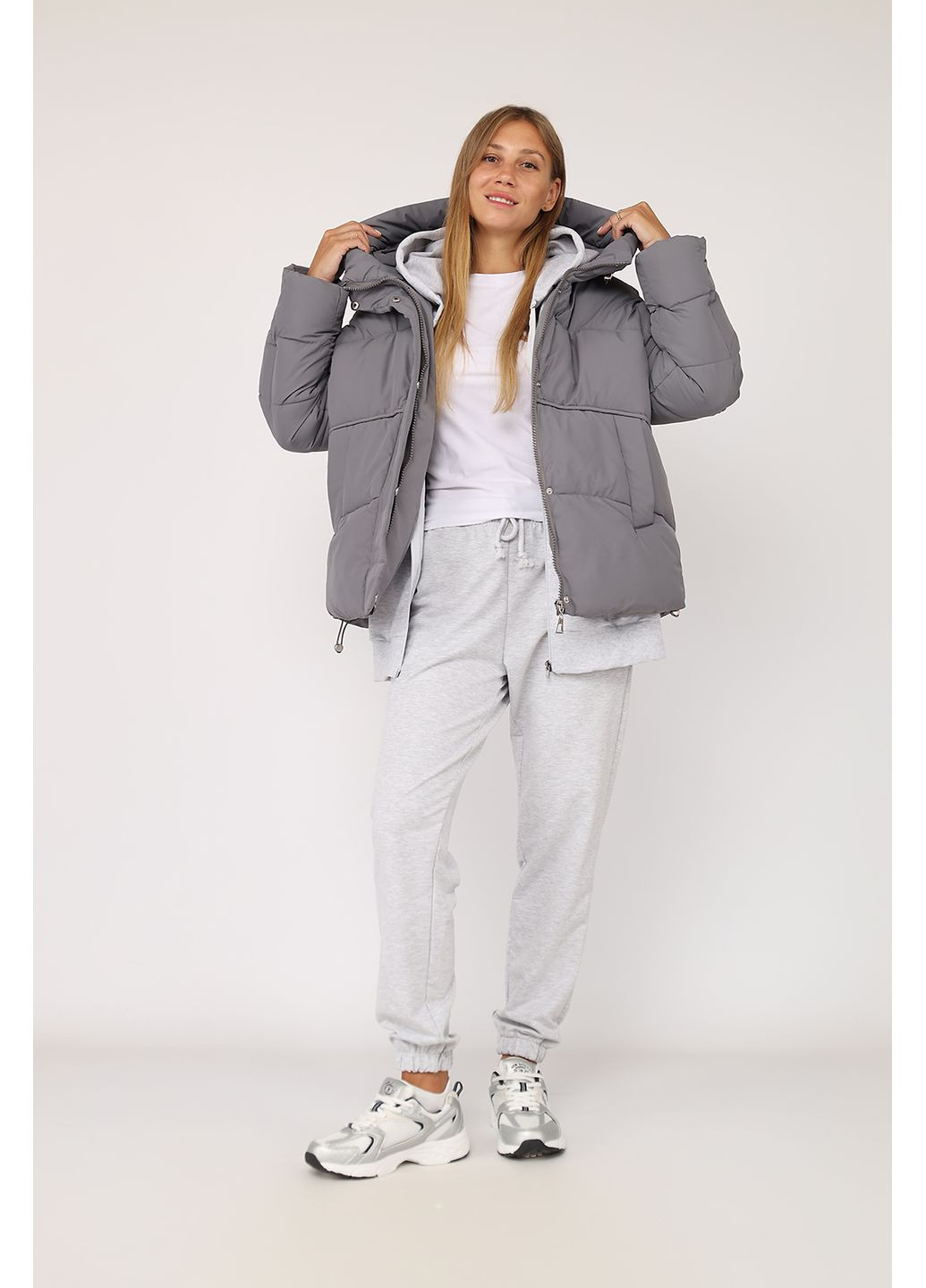 Сіра зимня куртка жіноча колір сірий cb-00278210 Yuki