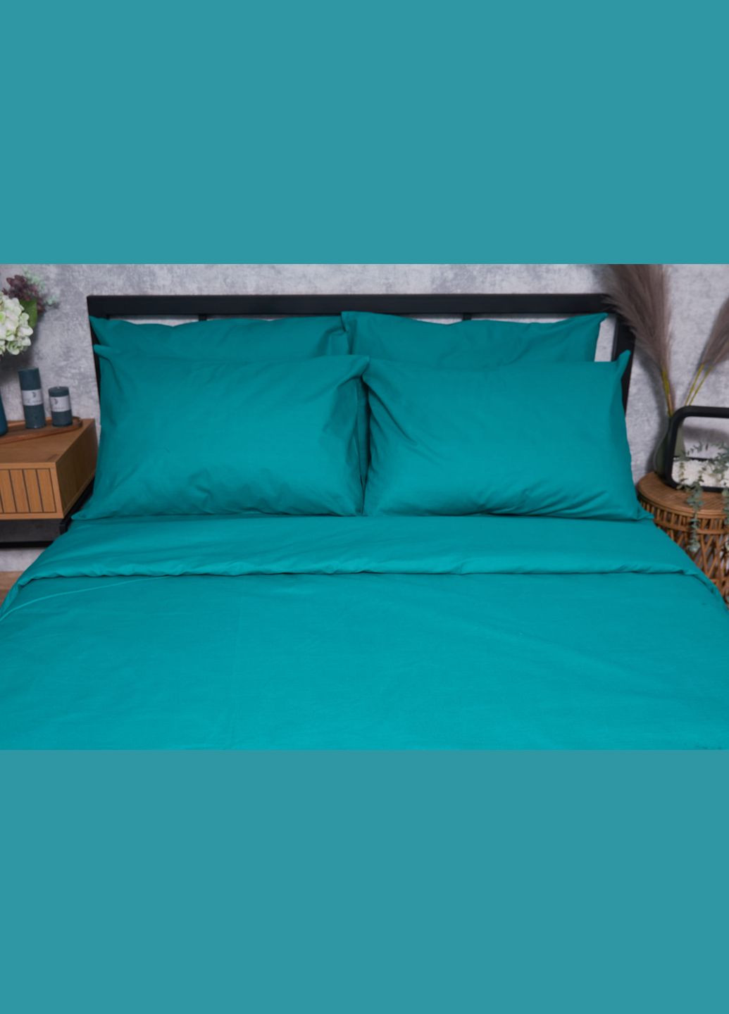 Комплект постільної білизни Бязь Gold Люкс «» сімейний 143х210х2 наволочки 2х70х70 (MS-820001625) Moon&Star Green Deep (285716825)