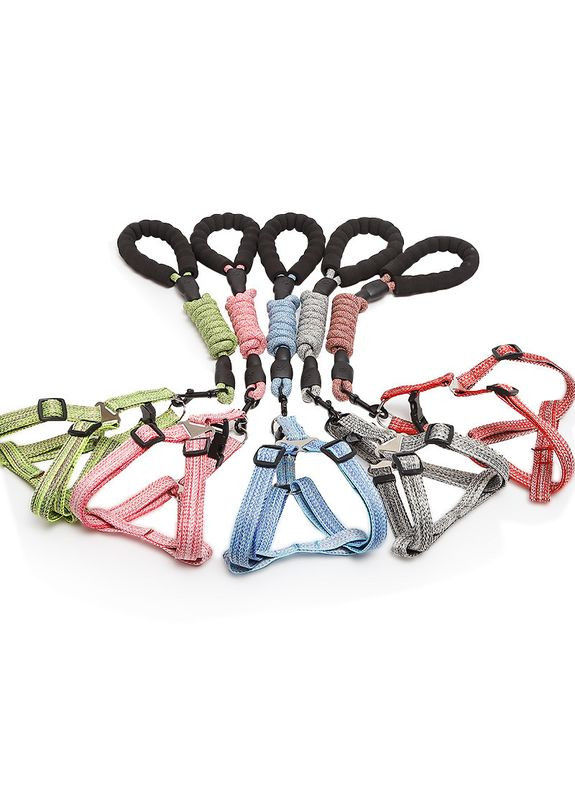 Шлейка и поводок для средних собак, нейлоновая, светоотражающая, размер L. Пухнасте Щастя (373265689)