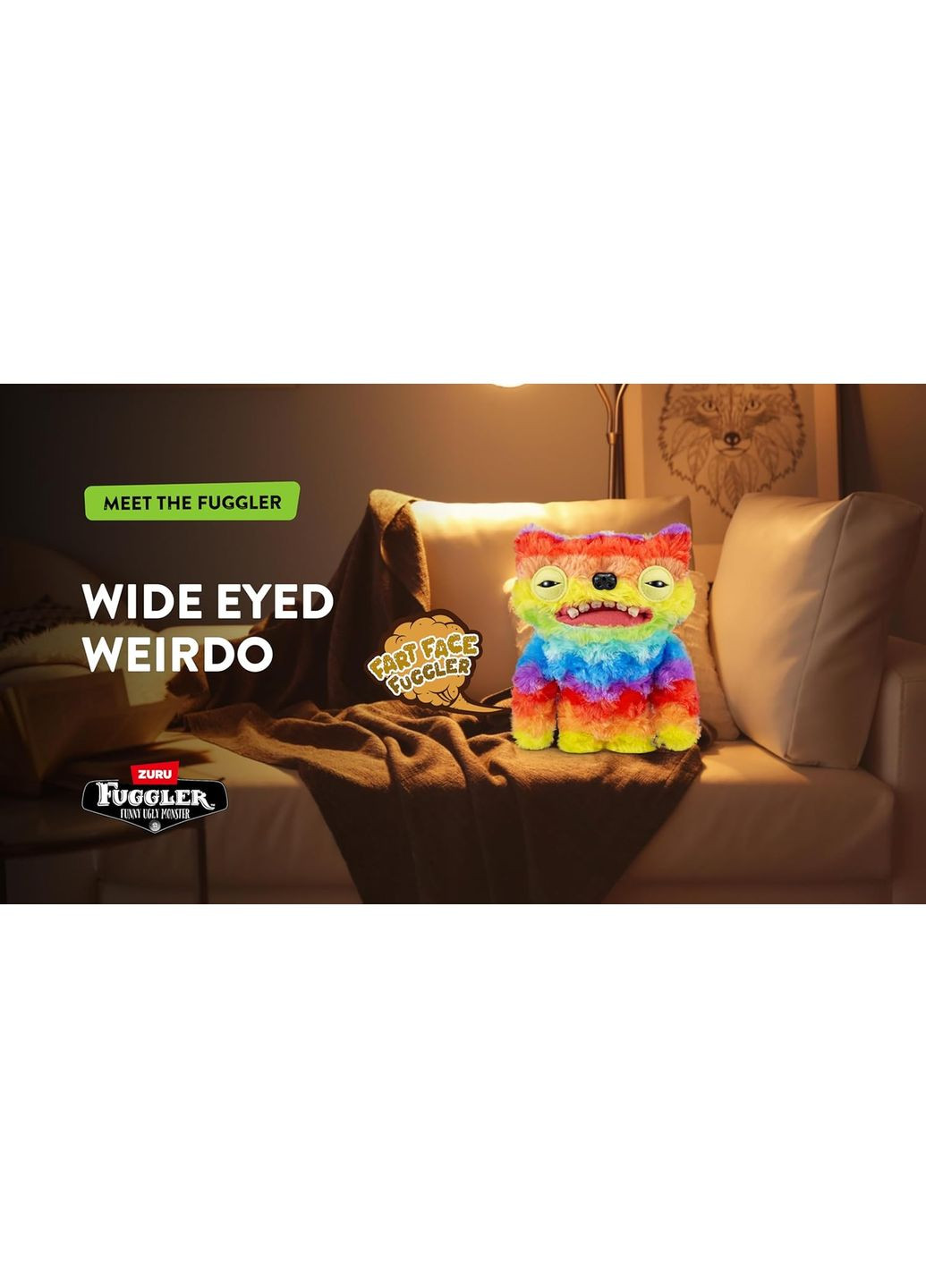 М'яка іграшка Монстр Фуглер пукаючий 23см Дивак з зубами Fugler Wide Eyed Weirdo 15728B Zuru (373019068)