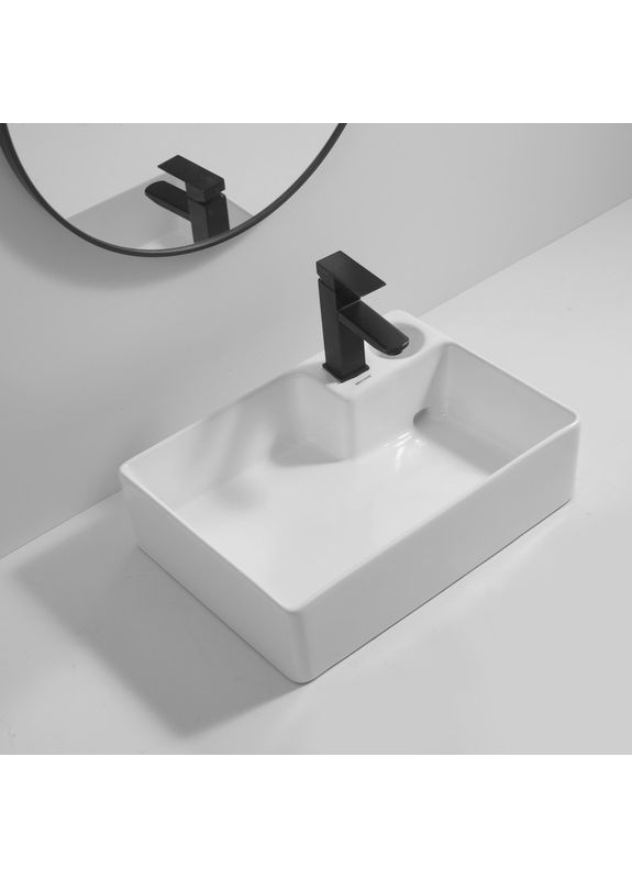 Раковина накладная Premium STYLE-0201 520х375х140mm с донным клапаном и отверстием под смеситель (MP6511) Mixxus (315728679)