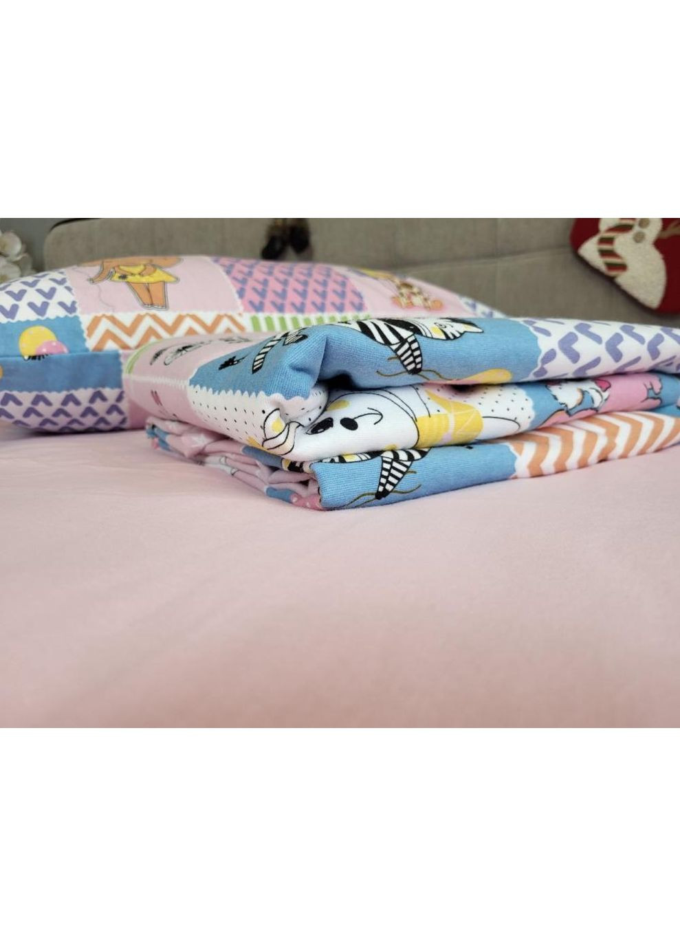 Постельное белье с резинкой Зверята/, фланель(байка) Семейный размер, наволочки 70/70 No Brand (363191602)