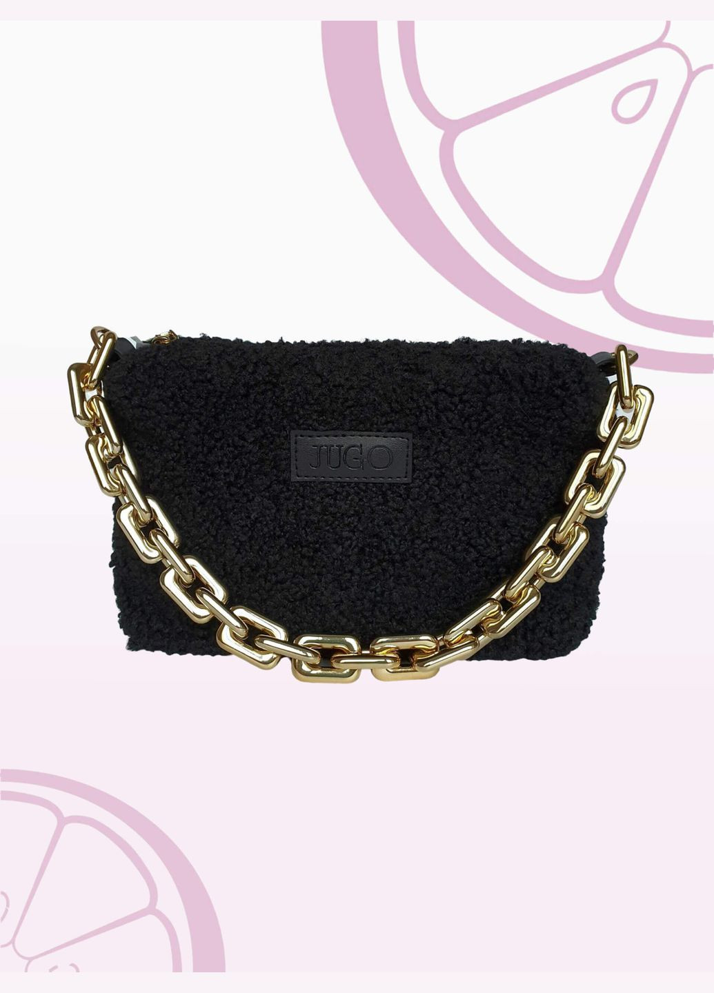 Женская меховая сумочка клатч через плечо mini черная JUGO rami mini2 (288577276)