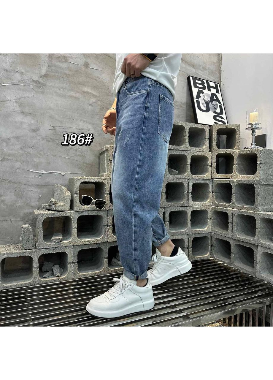 Джинси МОМ чоловічі тонкі котон без стрейча 29 блакитні No Brand (354331907)