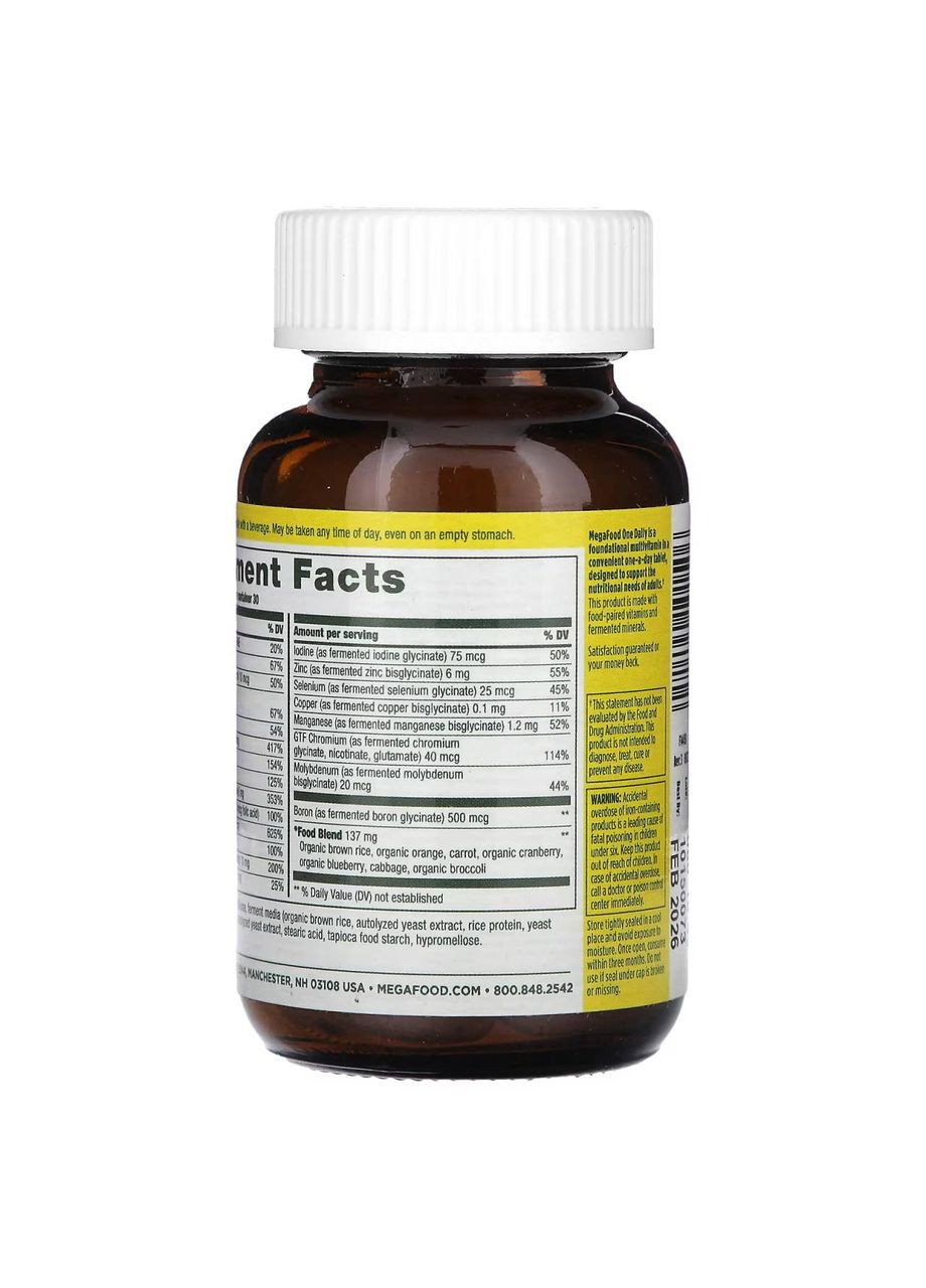 One Daily Multivitamin, мультивитаминная добавка, 30 таблеток MegaFood (361858838)
